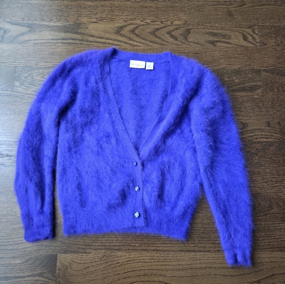 Vintage Nordstrom Luxurious Blue Angora Mohair Women's Sweater Sz.S - Picture 1 of 8